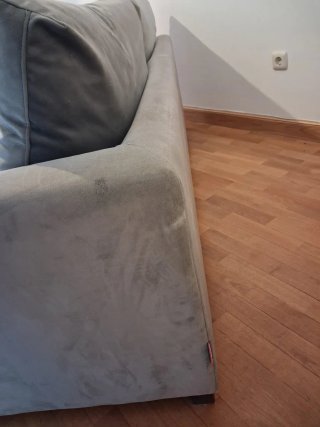 Sofá de tela terciopelo gris