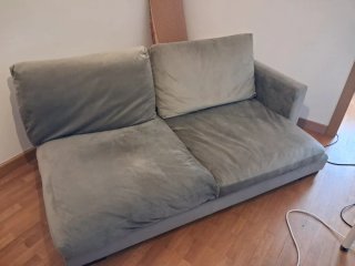 Sofá de tela terciopelo gris