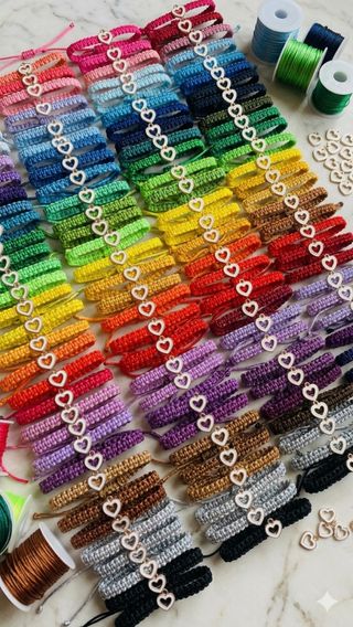 Braccialetto macramè donna cuore fatto a mano