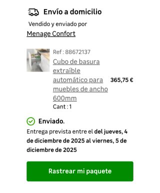 Cubo basura extraíble automático Menage Confort