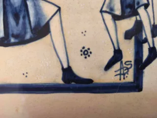 Azulejo pintado a mano escena medieval
