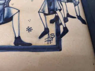 Azulejo pintado a mano escena medieval
