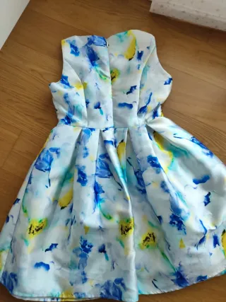 Vestido floral azul y multicolor