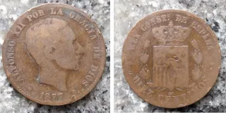Moneda 10 céntimos Alfonso XII 1877 "perra gorda"