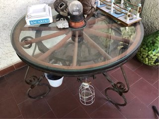 Tavolino ferro battuto e vetro