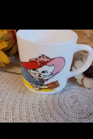 Taza desayuno gato Arcopal vintage Francia