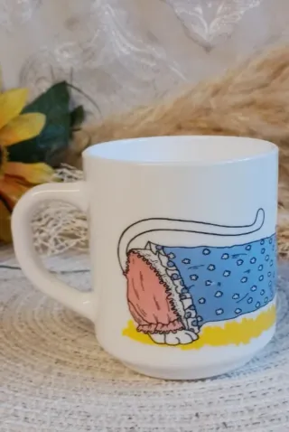 Taza desayuno gato Arcopal vintage Francia
