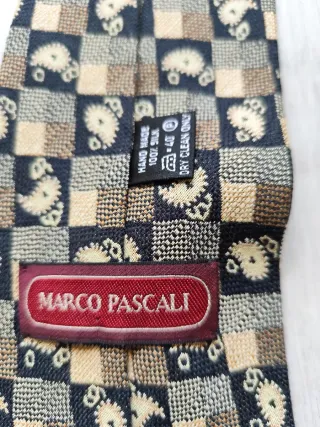 Corbata Marco Pascali Beige y Negra