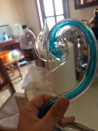Cisne en cristal de murano azul decorativo