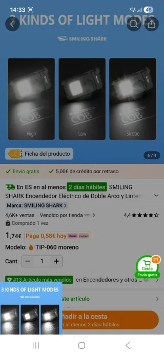 Encendedor Eléctrico Doble Arco SHARK