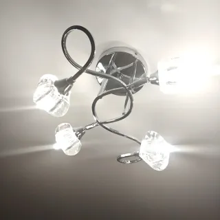 Lámpara 4 focos cristal y metal