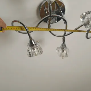 Lámpara 4 focos cristal y metal