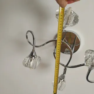 Lámpara 4 focos cristal y metal