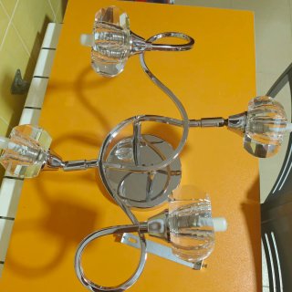 Lámpara 4 focos cristal y metal