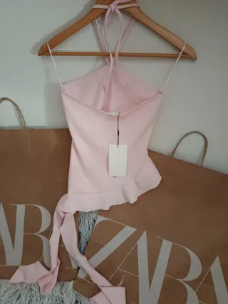 Top Zara rosa volantes