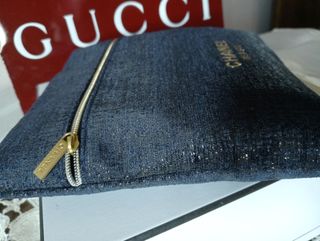 Trousse Chanel tessuto glitterato blu
