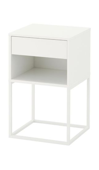 2 Mesitas de noche Ikea metálica blanca