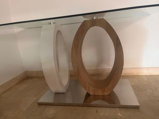 Mesa de salón cristal y madera