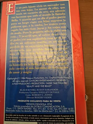 VHS La Bella y la Bestia - Edición Antigua