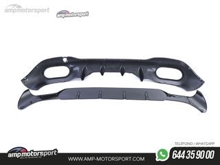 DIFUSOR TRASERO NEGRO BRILLO CON COLAS SIMPLES NEGRAS PARA MERCEDES CLA C118
