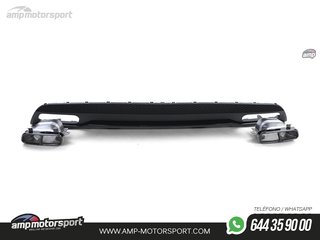 DIFUSOR TRASERO NEGRO BRILLO CON COLAS NEGRAS PARA MERCEDES CLASE A W176