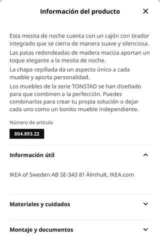 Mesita de noche TONSTAD Ikea
