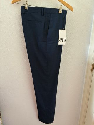 Pantalón de traje Zara azul marino T.38