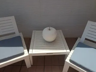 Conjunto terraza: 2 sillones y mesa con cojii