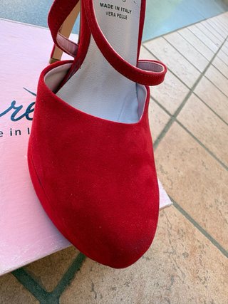 Scarpe rosse con tacco e plateau tacco 10 cm