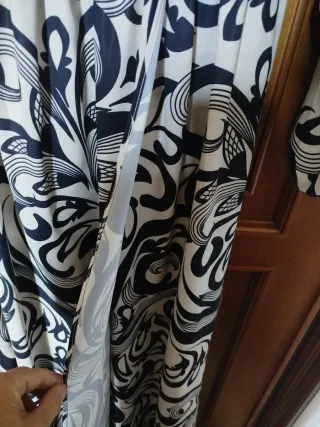 Abito lungo fantasia beige e nero
