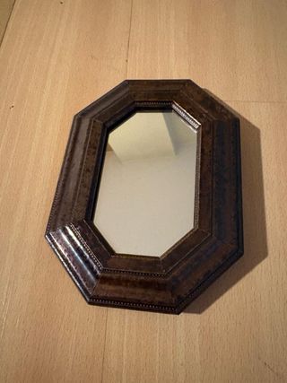 Espejo Octogonal Vintage Marrón y Dorado