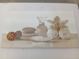 Azulejo decorativo baño orquídea y piedras