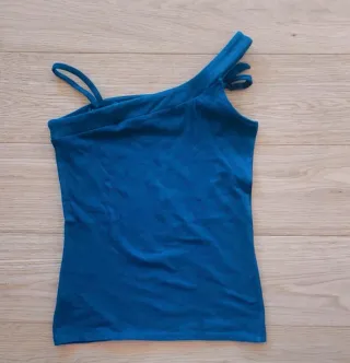 Canotta bambina blu con paillettes