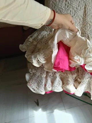 Traje Flamenca Beig Encaje Talla M,nuevo