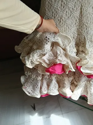 Traje Flamenca Beig Encaje Talla M,nuevo