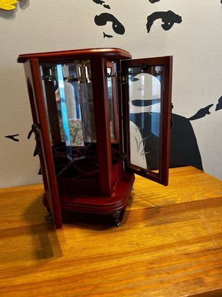 Vetrina porta gioielli vintage legno e vetro