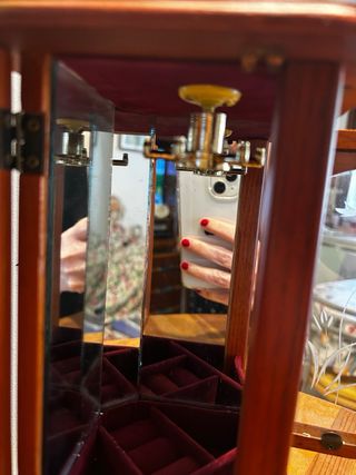 Vetrina porta gioielli vintage legno e vetro