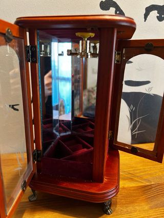 Vetrina porta gioielli vintage legno e vetro