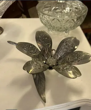 Cenicero Flor Vintage Plateada