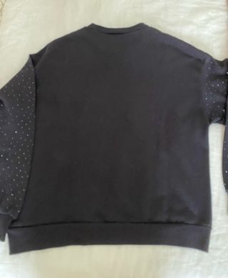 Sudadera Algodón Negra con Strass delante