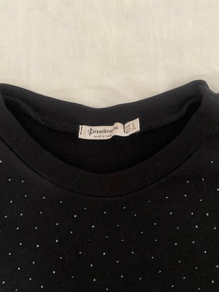 Sudadera Algodón Negra con Strass delante