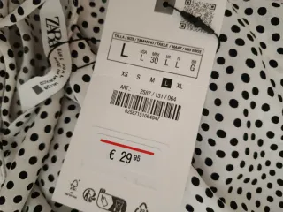 Vestido largo Zara lunares blanco y negro