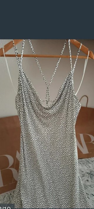 Vestido largo Zara lunares blanco y negro