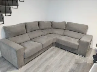 Sofá rinconera gris tela