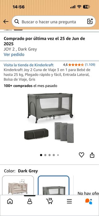 Cuna de viaje Kinderkraft Joy 2 Gris