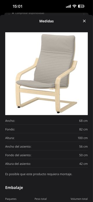 Sillón Poäng IKEA madera abedul