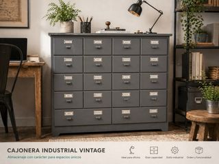 Cajonera industrial vintage gris