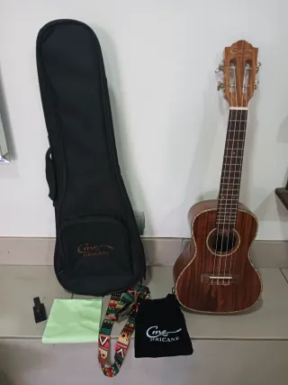 Ukelele con funda y accesorios