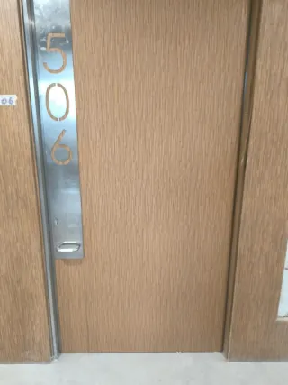 Puerta de madera con veta vertical
