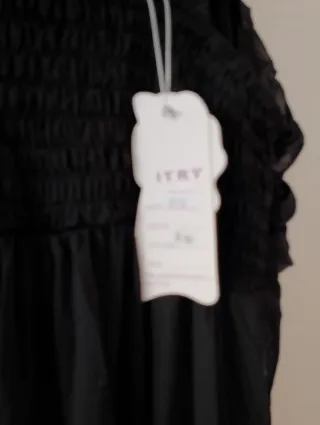 Vestido largo negro pedrería encaje T S-M